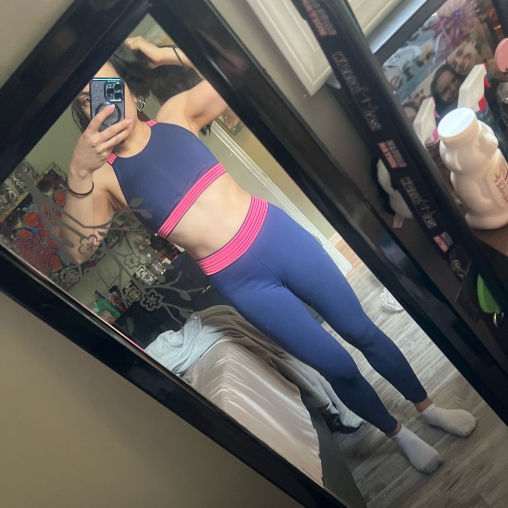 Free people workout set hot pink and purple